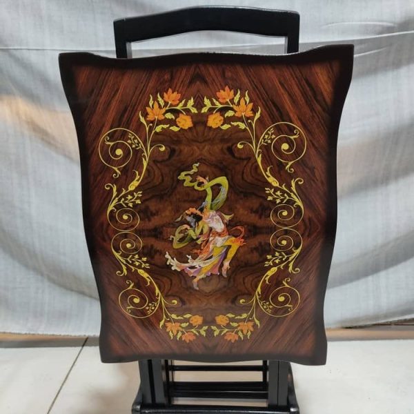 میز عسلی تاشو (چمدانی) پولیشی طرح مجنون