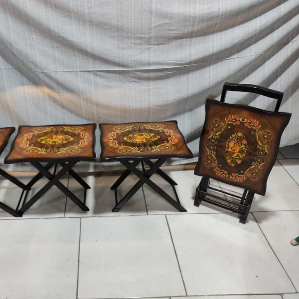 میز عسلی تاشو (چمدانی) پولیشی طرح گل