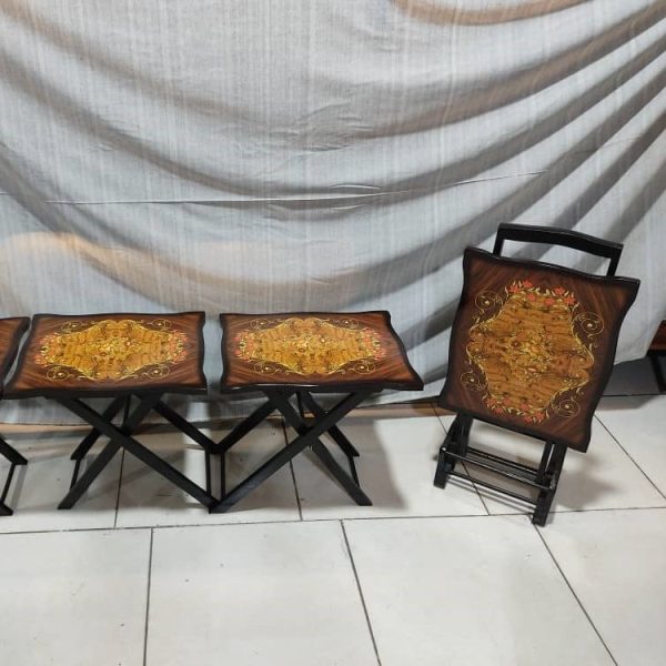 میز عسلی تاشو چمدانی طرح آتش چهار عددی