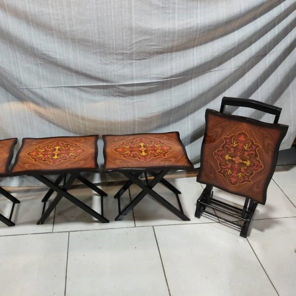 میز عسلی تاشو چمدانی طرح فرش چهار عددی