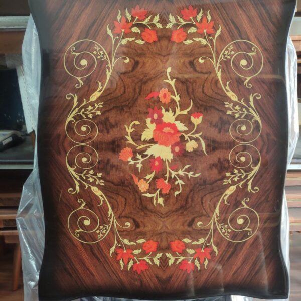 میز عسلی تاشو (چمدانی) پولیشی طرح گل قرمز