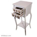 میز تلفن چوبی دو کشو سفید