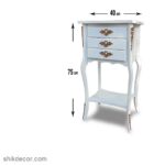 میز تلفن چوبی سه کشو سفید