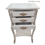 میز تلفن چوبی سه کشو سفید شیک دکور