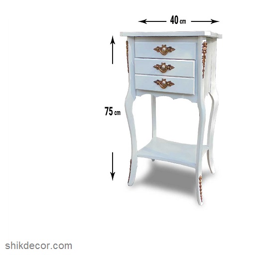 میز تلفن چوبی سه کشو