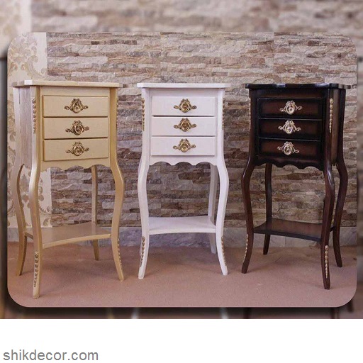 میز تلفن چوبی سه کشو