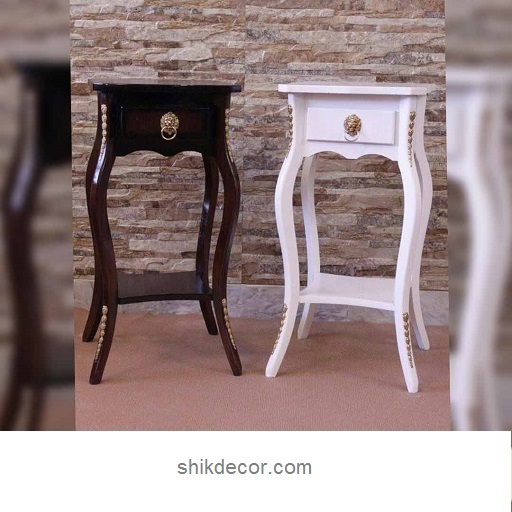 میز تلفن چوبی یک کشو