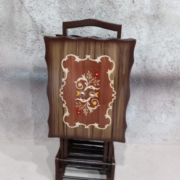 میز عسلی تاشو چمدانی جلومبلی معرق مستطیل کد 19