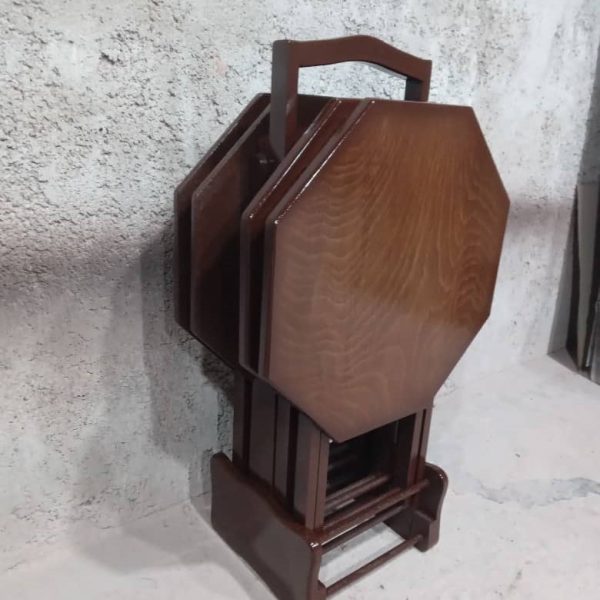 میز عسلی تاشو چمدانی جلومبلی 8 ضلعی روکشی