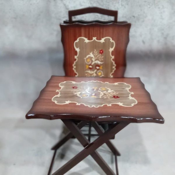 میز عسلی تاشو چمدانی جلومبلی معرق مستطیل کد 18