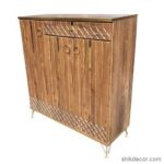 جاکفشی سه درب پایه فلزی قهوه ای روشن