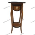 میز تلفن چوبی یک کشو گرد قهوه ای