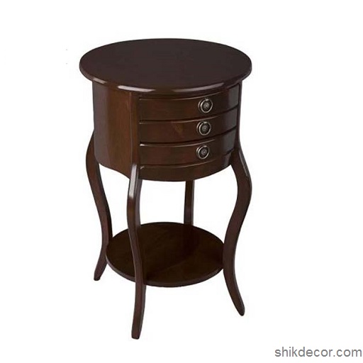 میز تلفن گرد سه کشو مدل دنیز