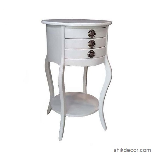 میز تلفن گرد سه کشو مدل دنیز