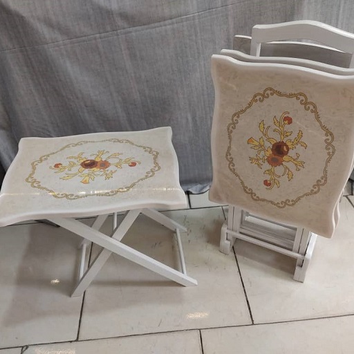میز عسلی تاشو چمدانی پولیشی سفید کد 37