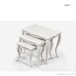 میز عسلی مدل پیچک مجموعه سه عددی سفید