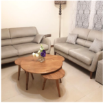 جلومبلی و میز عسلی چوبی گرد ساده