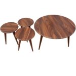 جلومبلی و میز عسلی چوبی گرد ساده