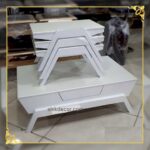 میز جلو مبلی جدید و میز عسلی تک کشو 4 تیکه دو رنگ