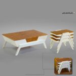 میز جلو مبلی جدید و میز عسلی تک کشو 4 تیکه دو رنگ
