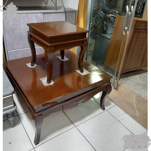 میز جلومبلی عسلی کلاسیک چوبی مدل مهتاب مربع