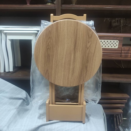 میز عسلی تاشو چمدانی وکیوم پایه چوبی خودرنگ گرد چهار عددی