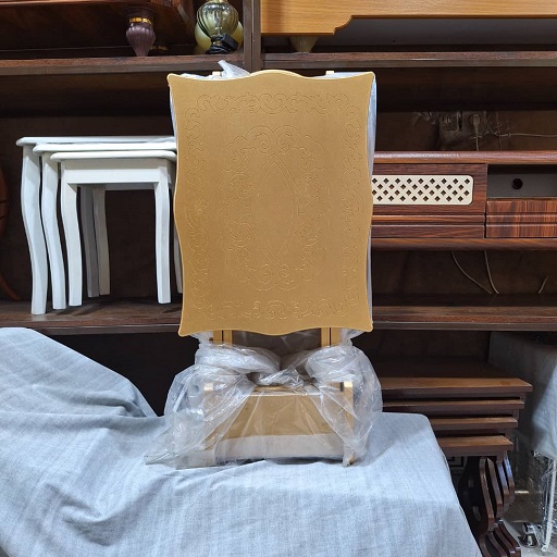 میز عسلی تاشو چمدانی جلومبلی مستطیل طرحدار طلایی چهار عددی