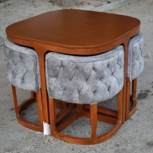 میز و صندلی ناهارخوری کمجا پشت پارچه ای(4نفره)