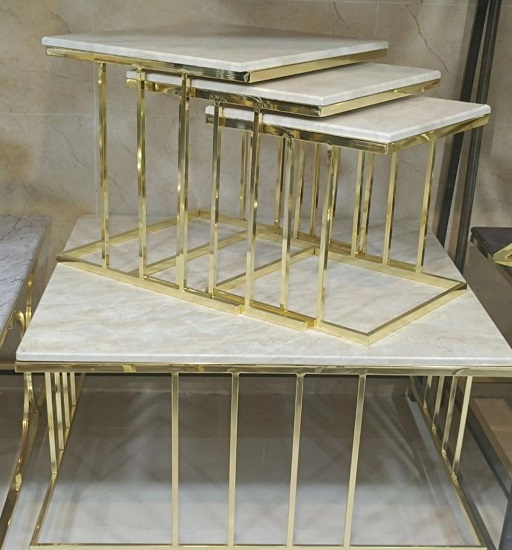 میز جلومبلی عسلی فلزی مدل پله ‌ای