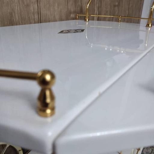 میز بار.میز کالسکه ای.(طرح برنزی).رنگ سفید