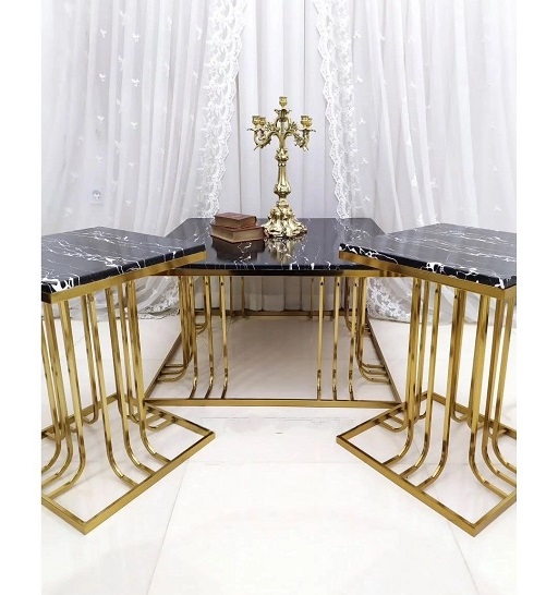 میز جلومبلی عسلی فلزی مدل ستونی مربع